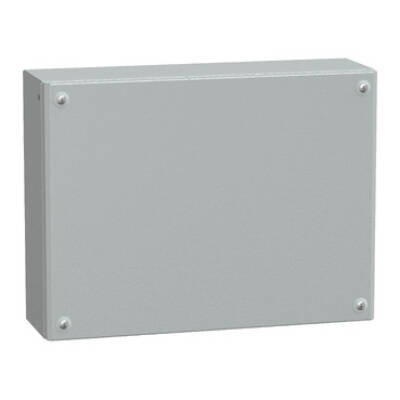 Metal industrial box plain door H300xW400xD120 IP66 IK10 RAL 7035 - Schneider Electric - NSYSBM304012