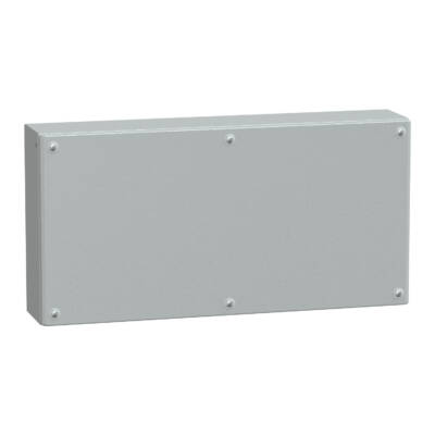 Metal industrial box plain door H300xW600xD120 IP66 IK10 RAL 7035 - Schneider Electric - NSYSBM306012