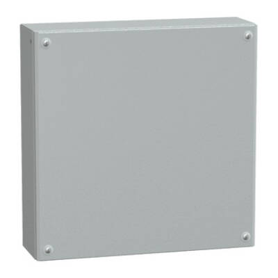 Metal industrial box plain door H400xW400xD120 IP66 IK10 RAL 7035 - Schneider Electric - NSYSBM404012
