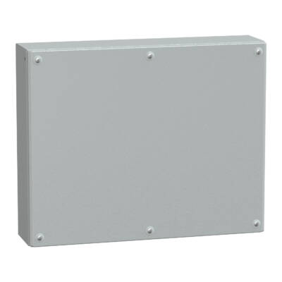 Metal industrial box plain door H400xW500xD120 IP66 IK10 RAL 7035 - Schneider Electric - NSYSBM405012