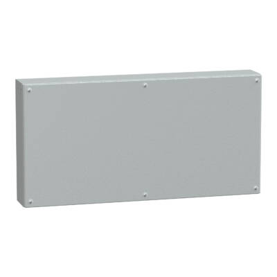 Metal industrial box plain door H400xW800xD120 IP66 IK10 RAL 7035 - Schneider Electric - NSYSBM408012