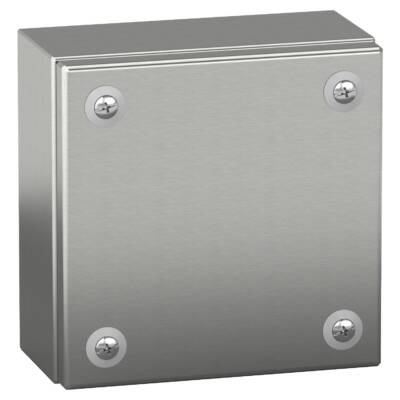 "Stainless steel wall mounted industrial box, PanelSeT SBX, 150x150x80 mm, IP66" - Schneider Electric - NSYSBX15158