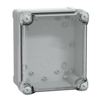 PC box IP66 IK08 RAL7035 Int.H175W150D100 Ext.H193W164D105 Transp.cover H40 - Schneider Electric - NSYTBP191610HT