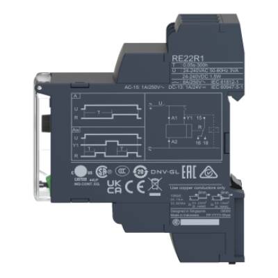 On-delay Timing Relay - 0.05s…300h - 24…240V AC/DC - 1C/O - Schneider Electric - RE22R1AMR