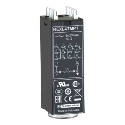 Modular timing relay, 5 A, 4 CO, 0.1 s..100 h, on-Delay, 230 V AC - Schneider Electric - REXL4TMP7