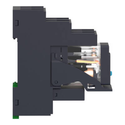Harmony, Interface plug-in relay pre-assembled, 5 A, 2 CO, with LED, with lockable test button, with protection circuit, 24 V DC - Schneider Electric - RXG22BDPV