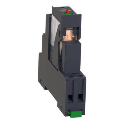 Harmony, Interface plug-in relay pre-assembled, 5 A, 2 CO, with LED, with lockable test button, with protection circuit, 230 V AC - Schneider Electric - RXG22P7PV