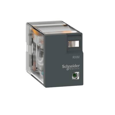 miniature plug-in relay - Harmony RXM2L - 4 C/O - 24 V AC - 3 A - with LED - Schneider Electric - RXM4LB2B7