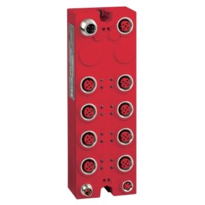 Safety discrete I/O expansion block, Modicon TM7, IP67, 8 DI, 24 V DC, 2 A, M12 connector - Schneider Electric - TM7SDI8DFS
