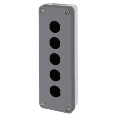 dark grey empty enclosure lid with light grey base - 5 cut-outs-UL/CSA certified - Schneider Electric - XALD05H7