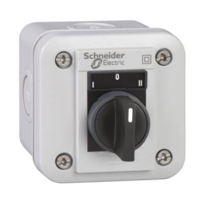 control station XAL-E - selector switch 3 position - I-O-II - white - 2 NO - Schneider Electric - XALE1333