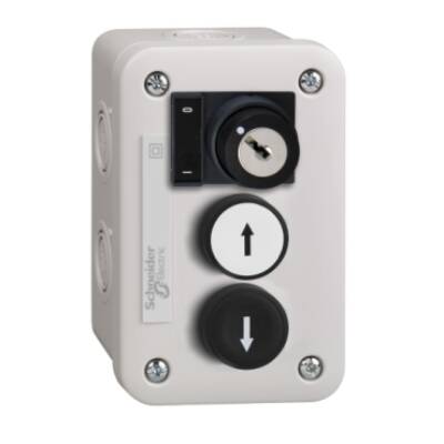 control station with white pb 1NO + black pb 1NO + selector switch 1 NO - Schneider Electric - XALE3441