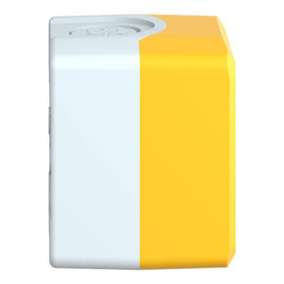 Harmony XALD, XALK, Empty control station, plastic, yellow, 1 cut-out, marked EMERGENCY STOP and logo ISO13850 - Schneider Electric - XALK01H29