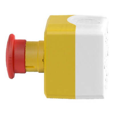 Control station, plastic, yellow lid, 1 red mushroom push button Ø40, turn to release, 1 NO + 2 NC - Schneider Electric - XALK178G