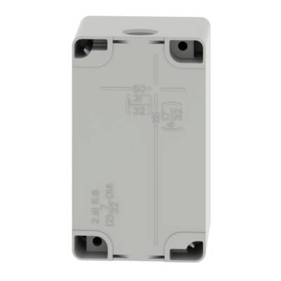 Empty enclosure, zinc alloy, grey RAL 7032, 2 cut-outs, Ø22 mm, 80x130x77 mm - Schneider Electric - XAPG29502