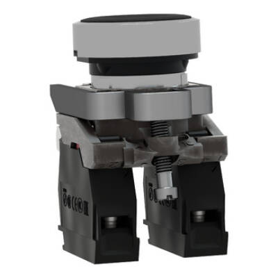 Harmony XB4, Push button, metal, flush, black, Ø22, spring return, unmarked, 1 NO + 1 NC - Schneider Electric - XB4BA25