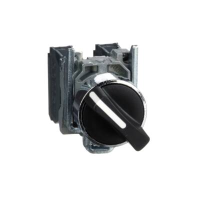 Selector switch, metal, black, Ø22, 2 positions, stay put, 1 NO+1 NC - Schneider Electric - XB4BD25