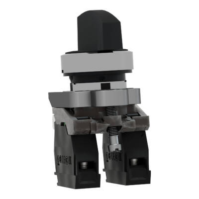 Harmony XB4, Selector switch, metal, black Ø22, long handle, 3-positions, stay put, 2 NO - Schneider Electric - XB4BJ33