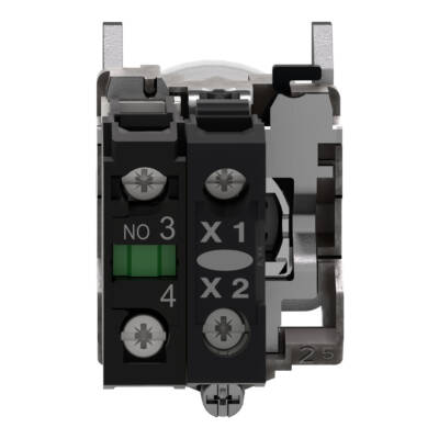 Complete illuminated push button, Harmony XB4, metal, flush, white, Ø22 mm, spring return, booted, 24 V AC/DC, 1 NO, ATEX - Schneider Electric - XB4BP183B5EX