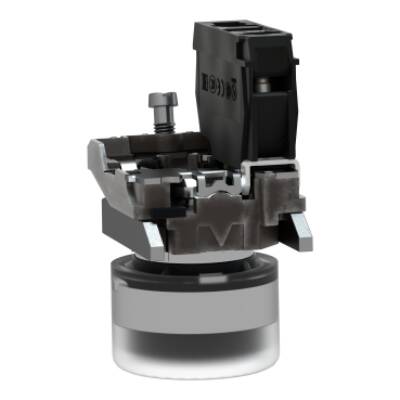 Push button, metal, projecting, black, Ø22, spring return, booted, unmarked, 1 NO - Schneider Electric - XB4BP21