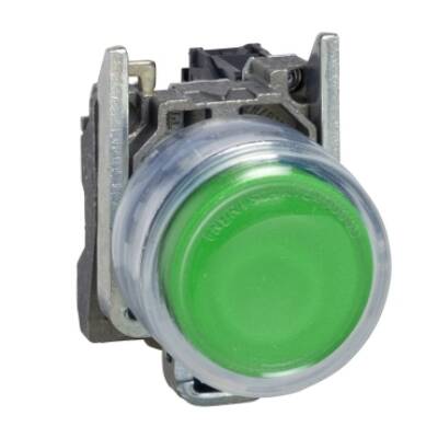 Complete push button, Harmony XB4, green pushbutton Ø22 mm, spring return, for insertion of legend, 1 NO, ATEX - Schneider Electric - XB4BP381EX