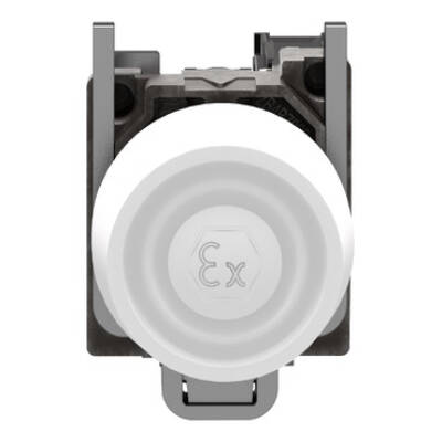 Complete push button, Harmony XB4, white pushbutton Ø22 mm, spring return, 1 NO, ATEX - Schneider Electric - XB4BPS11EX