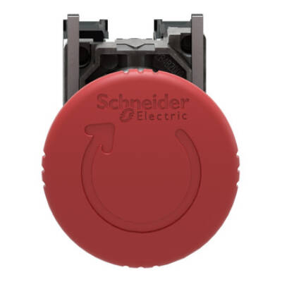 Harmony XB4 - ATEX D, Emergency stop switching off, metal, red mushroom Ø40, Ø22, trigger latching turn to release, 1 NO + 1 NC, ATEX - Schneider Electric - XB4BS8445EX