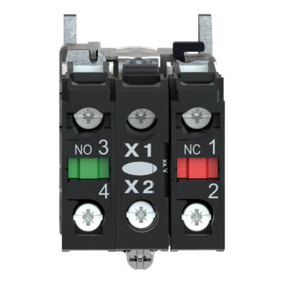 Harmony XB4, Illuminated push button, metal, flush, orange, Ø22, spring return, <= 250 V, 1 NO + 1 NC - Schneider Electric - XB4BW3565