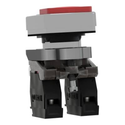 Illuminated double-headed push button, metal, Ø22, 1 green flush I + 1 pilot light + 1 red projecting O, 1 NO + 1 NC - Schneider Electric - XB4BW73731B5