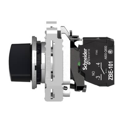 Harmony XB4, Selector switch flush mounted, metal, black, Ø30, 2 positions, stay put, 1 NO - Schneider Electric - XB4FD21