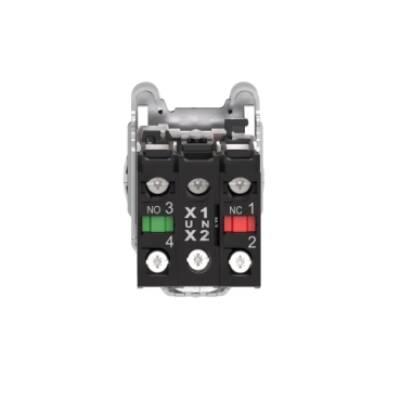 Illuminated selector switch, Harmony XB4, metal, green handle, 30mm, universal LED, 3 positions, 1NO + 1NC, 230...240V AC - Schneider Electric - XB4FK133M5
