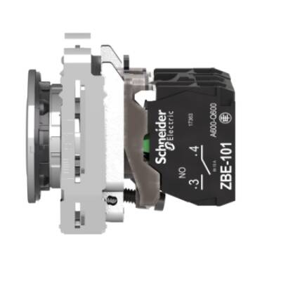 Illuminated push button, Harmony XB4, metal, white flush mounted, 30mm, universal LED, plain lens, 1NO + 1NC, 230V AC - Schneider Electric - XB4FW31M5