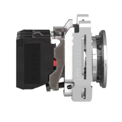 Illuminated push button, Harmony XB4, metal, green flush mounted, 30mm, universal LED, plain lens, 1NO + 1NC, 24V AC/DC - Schneider Electric - XB4FW33B5