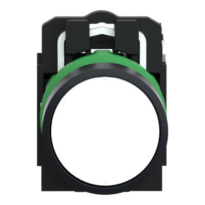 Harmony XB5, Push button, plastic, flush, white, Ø22, spring return, unmarked, 1 NO - Schneider Electric - XB5AA11