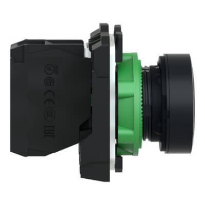 Push button, plastic, flush, black, Ø22, spring return, unmarked, 1 NO - Schneider Electric - XB5AA21