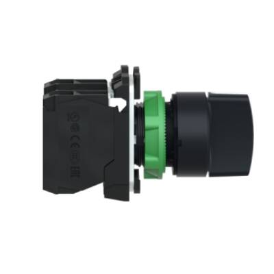 Selector switch, plastic, black, Ø22, 3 positions, stay put, 2 NO - Schneider Electric - XB5AD33