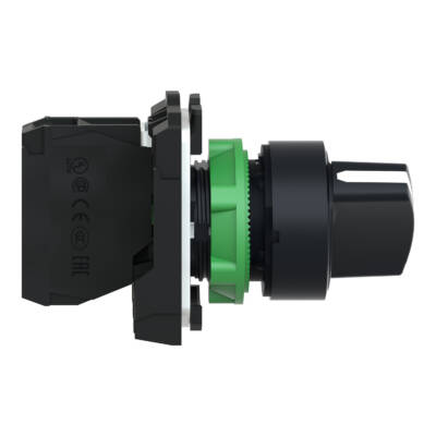 Harmony XB5, Selector switch, plastic, black, Ø22, 2 positions, spring return right to left, 1 NO - Schneider Electric - XB5AD41