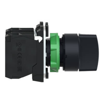 Selector switch, plastic, black, Ø22, 3 positions, spring return to center, 2 NO - Schneider Electric - XB5AD53