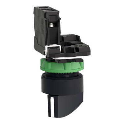 Selector switch, plastic, black, Ø22, long handle, 2 positionsn stay put, 1 NO - Schneider Electric - XB5AJ21