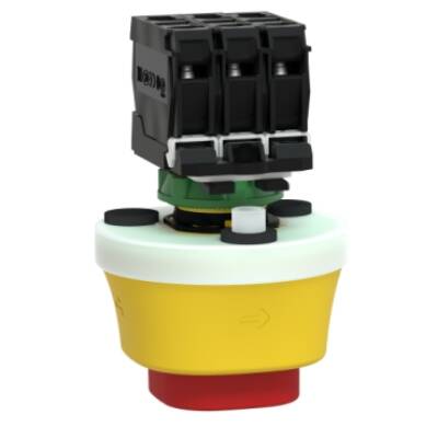 Harmony XB5, Illuminated emergency stop, plastic, Ø22, trigger latching turn to release, white/red LED, 24 V AC/DC, 1 NO + 2 NC - Schneider Electric - XB5AS84W3B41