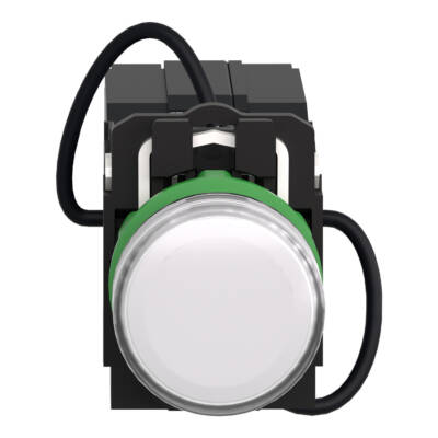 Pilot light, Harmony XB5, grey plastic, white, 22mm, universal LED, plain lens, 400V AC - Schneider Electric - XB5AV5B1