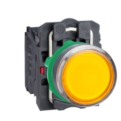 Illuminated push button, Harmony XB5, XB4, orange flush complete illum pushbutton Ø22 mm spring return 1NO+1NC 250 V - Schneider Electric - XB5AW3565