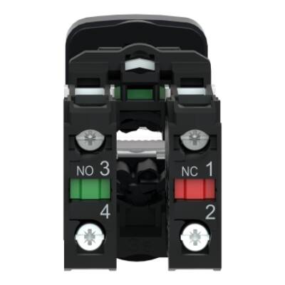 green flush/red projecting illuminated double-headed pushbutton Ø22 1NO+1NC 120V - Schneider Electric - XB5AW73731G5