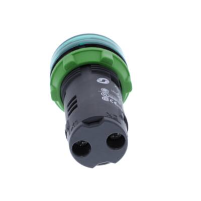 Monolithic pilot light, Harmony XB5, grey plastic, green, 22mm, universal LED, plain lens, 230…240V AC - Schneider Electric - XB5EVM3