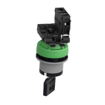 Selector switch, Harmony XB5, flush mounted ssw key 455 2 pos stay put key release L/R 1 NO screw cp grey - Schneider Electric - XB5FG41C0