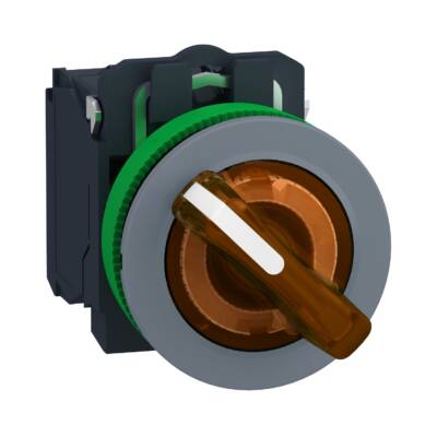 Illuminated selector switch, Harmony XB5, grey bezel, or handle, universal LED, 2 positions, 1NO + 1NC, 230V AC - Schneider Electric - XB5FK125M5C0