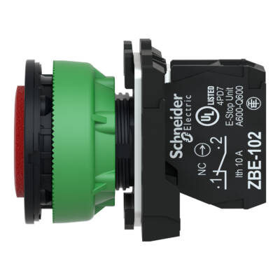 FLUSH MOUNTED RED PROJECTING PUSHBUTTON WHITE MARKED O 1NC SCREW CLAMP - Schneider Electric - XB5FL4322