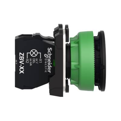 Pilot light, Harmony XB5, antimicrobial, grey plastic, white flush mounted, 30mm, universal LED, plain lens, 24V AC DC - Schneider Electric - XB5FVB1