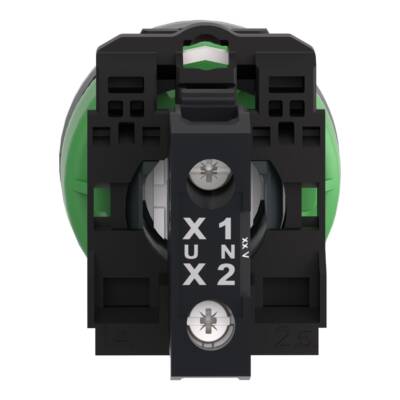 Pilot light, Harmony XB5, red flush mounted, grey bezel, 30mm, universal LED, plain lens, 110…120V - Schneider Electric - XB5FVG4C0