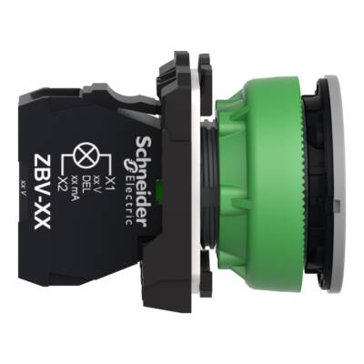 Pilot light, Harmony XB5, red flush mounted, grey bezel, 30mm, universal LED, plain lens, 230…240V - Schneider Electric - XB5FVM4C0